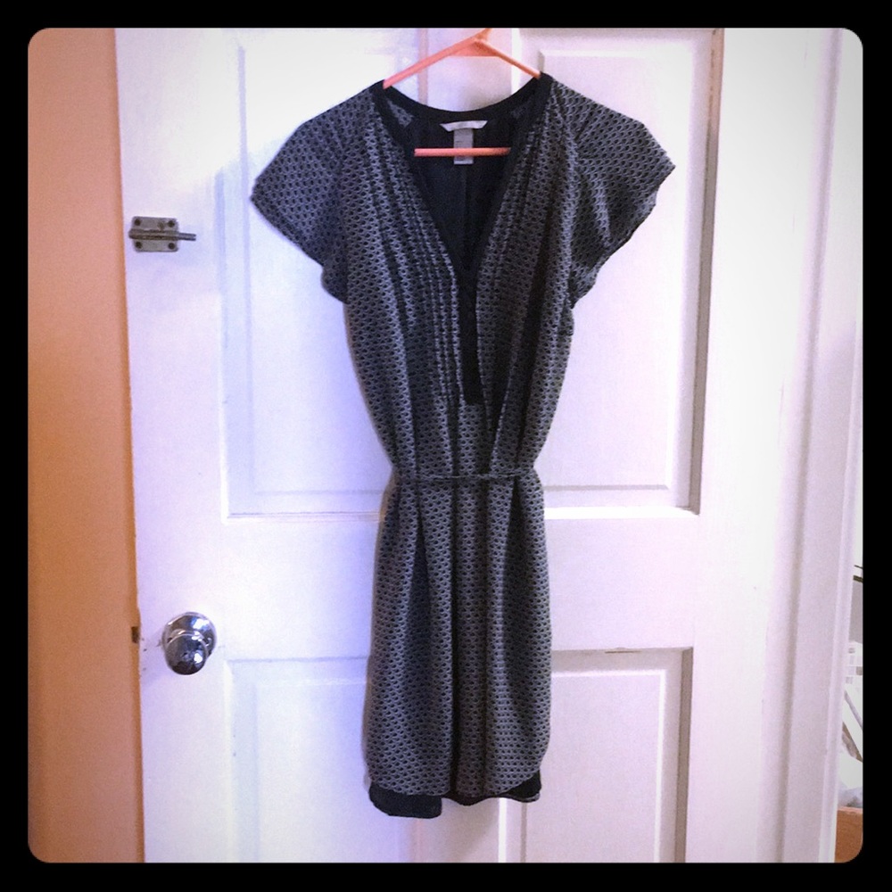 Navy and white scallop patterned dress